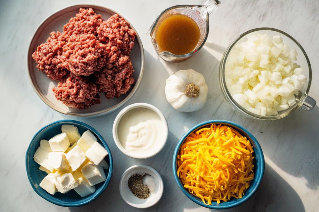 Keto Cheeseburger Soup Ingredients