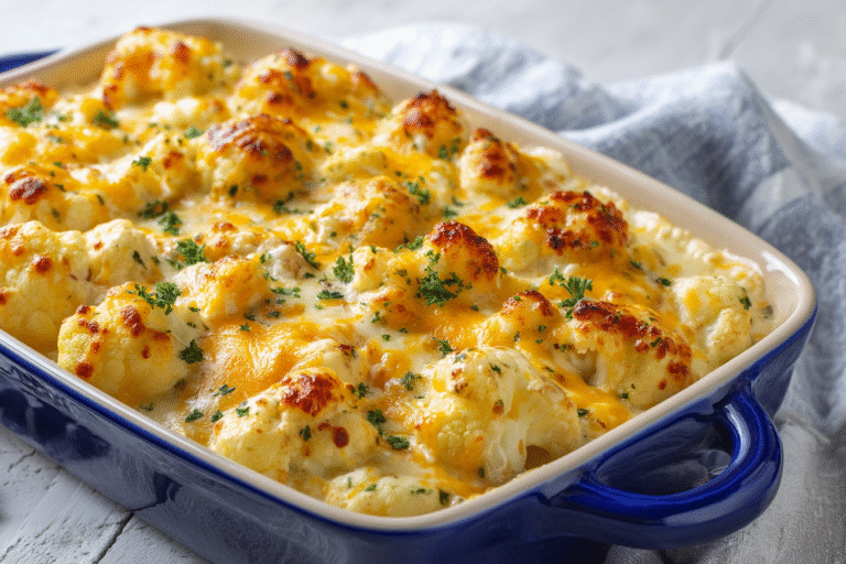 Cheesy Cauliflower Chicken Bake