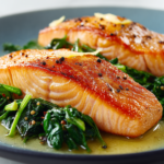 Crispy Salmon with Lemon Greens recipe