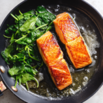 Crispy Salmon with Lemon Greens