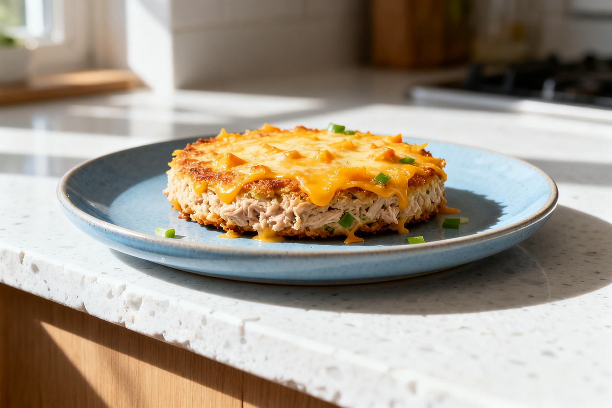 ew (approximately 35 degrees) of the same keto tuna melt patty portion, freshly cooked and set in a