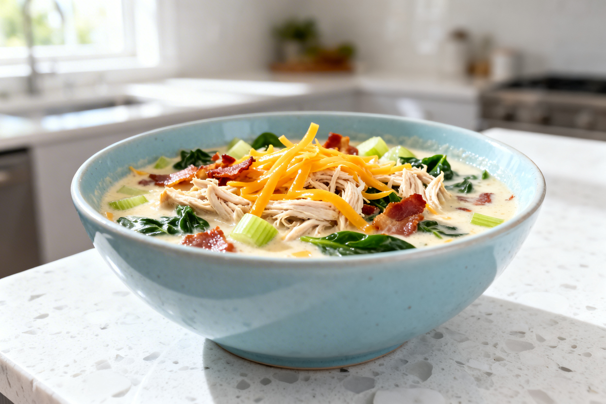  shot at about 30–45 degrees of the exact same finished keto crack chicken soup in the same identica