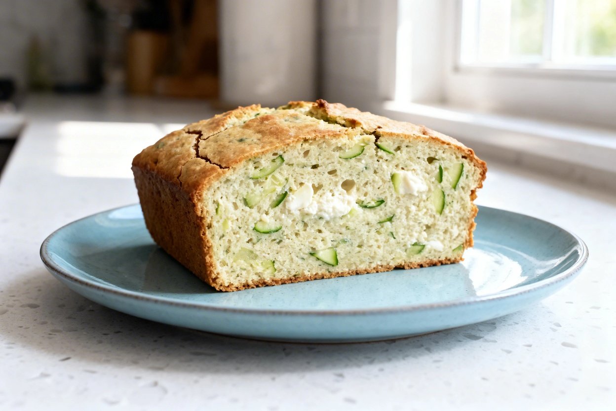 shot (about 30–45 degrees) emphasizing texture of the same finished Low Carb Cottage Cheese Zucchin