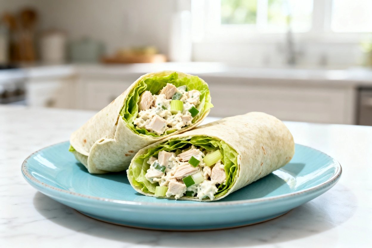  bout 30–40 degrees) photo of the exact same finished Easy Keto Chicken Salad Wraps from the same ses