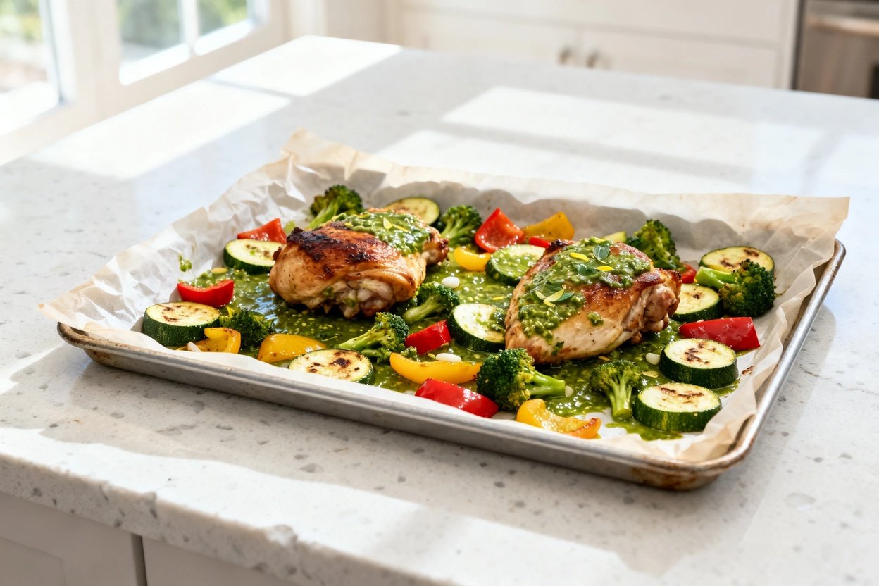 –40 degree perspective photo on a white stone quartz/marble countertop: the same finished keto chick