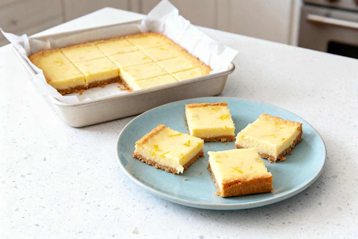 –40 degree perspective photo of the exact same sugar-free keto lemon bars, same square shape and thi