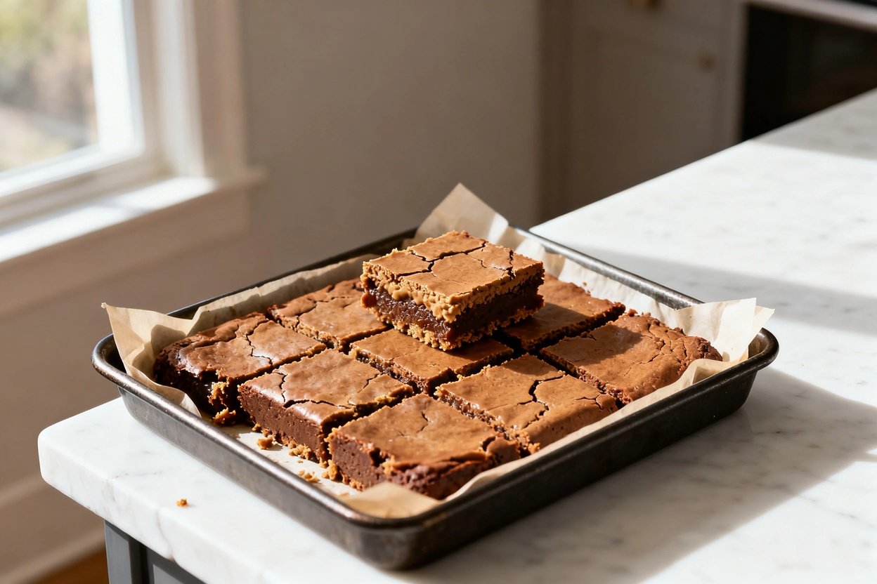 –40° perspective of the same keto almond butter brownies from the same session: the identical fudgy